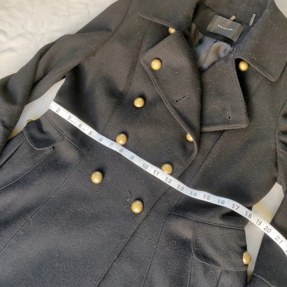 Tahari Courtney Military Wool Blend Peacoat - Picture 10 of 11